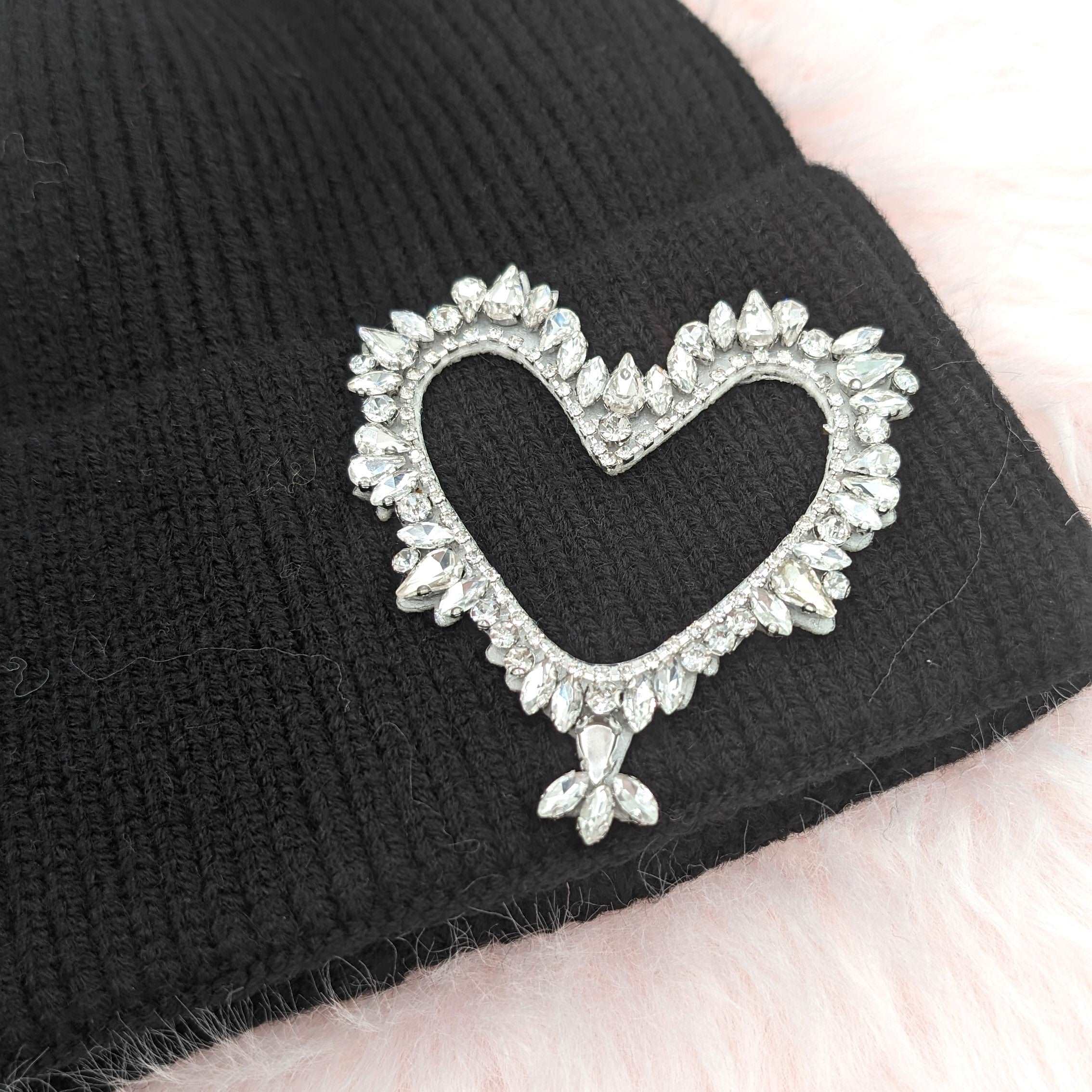 Rabbit Wool Rhinestones Knitted Beanie