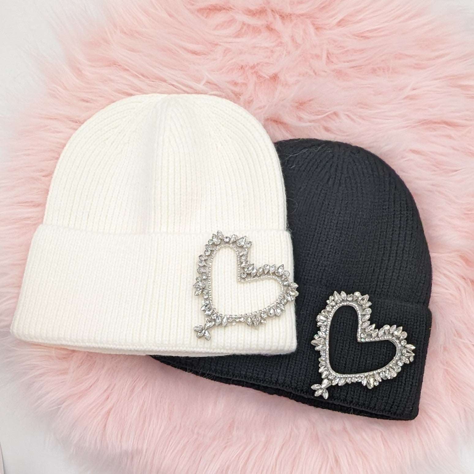 Rabbit Wool Rhinestones Knitted Beanie