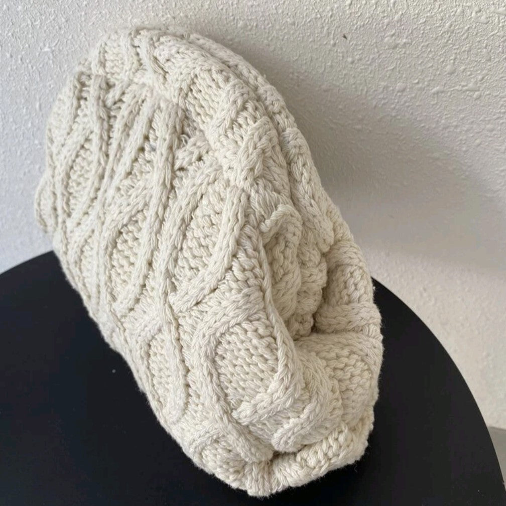 Cream Cable Knitted Clutch