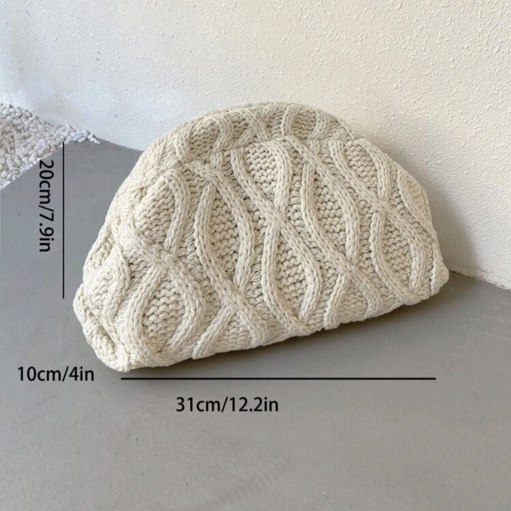 Cream Cable Knitted Clutch