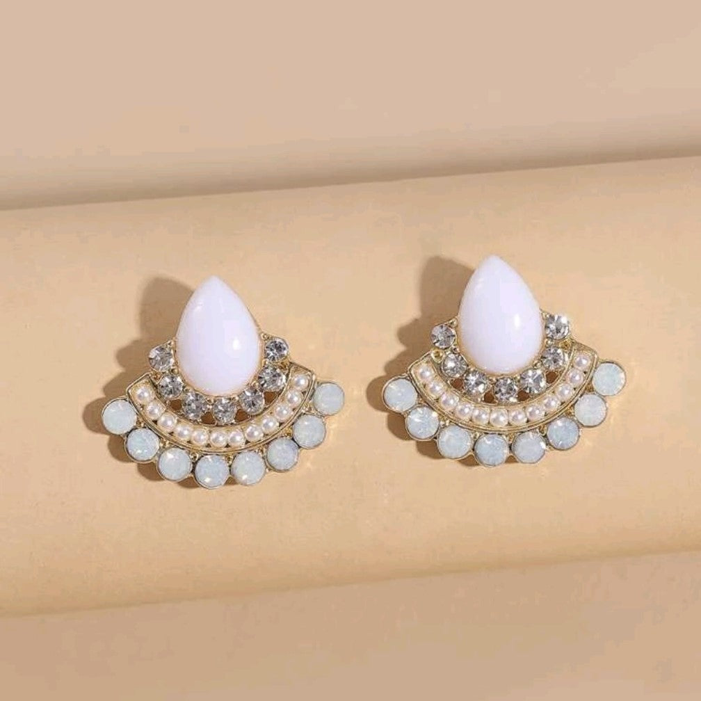 White Opal Fan Earrings