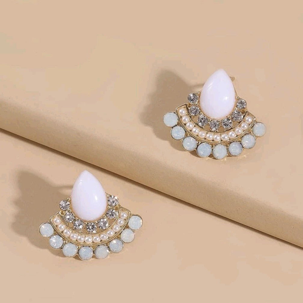 White Opal Fan Earrings