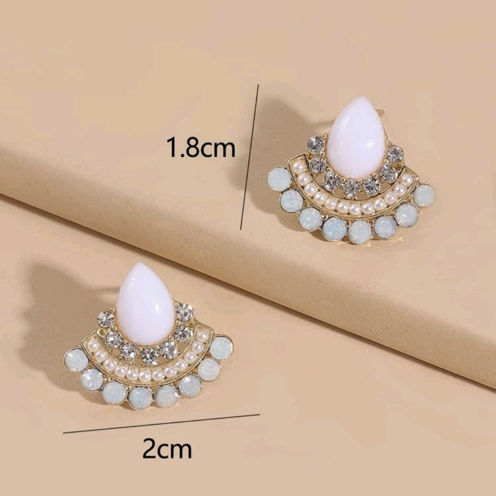 White Opal Fan Earrings
