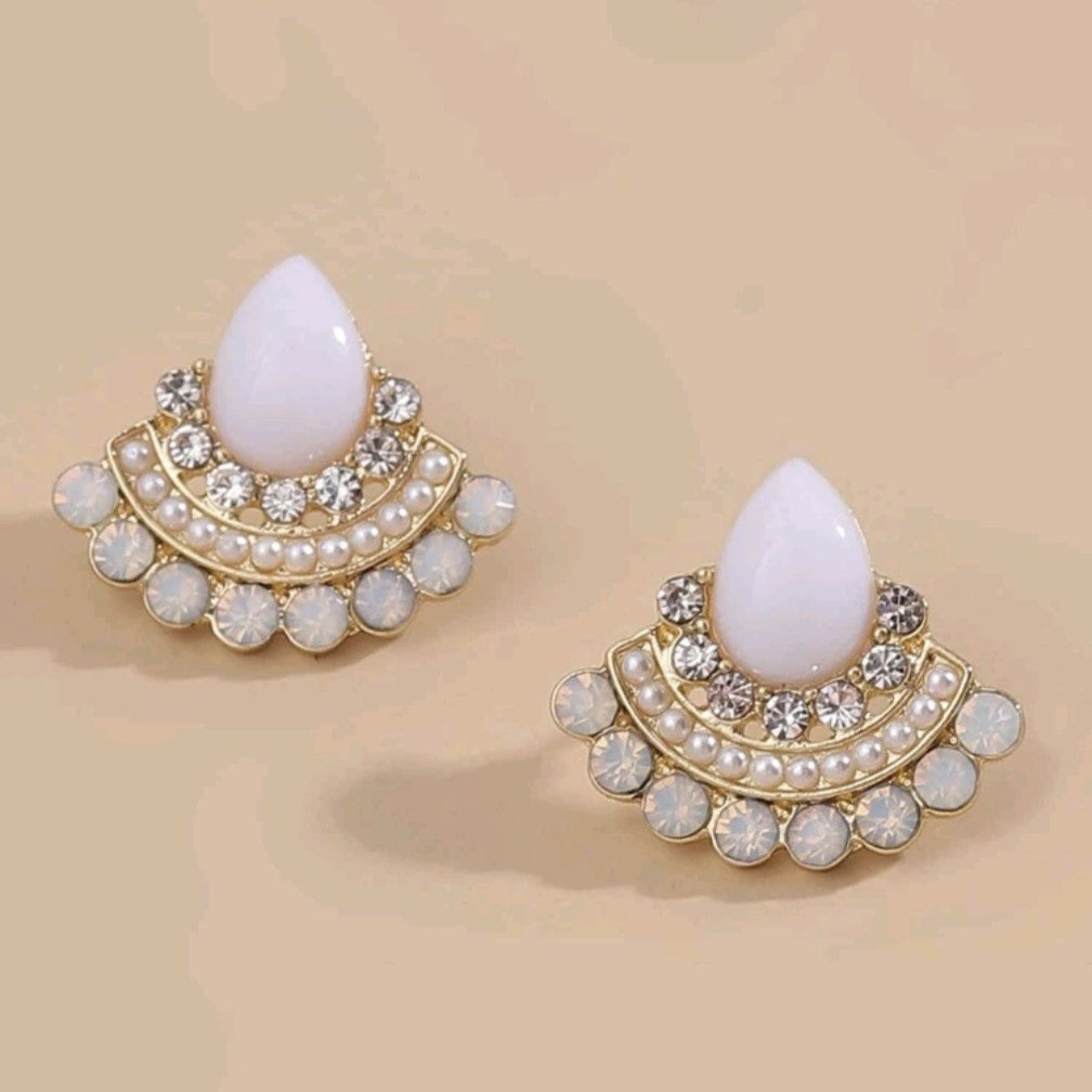 White Opal Fan Earrings