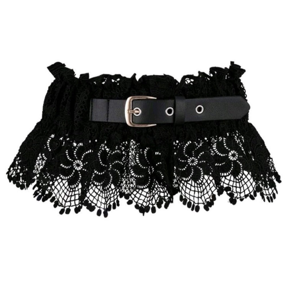 Floral Black Lace Belt