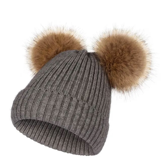 Wool Knit Pom Pom Beanie