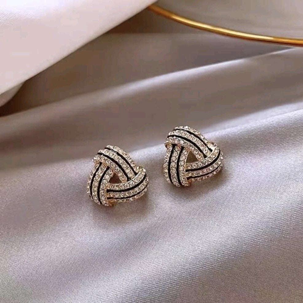 Love Knot Gold Stud Earrings