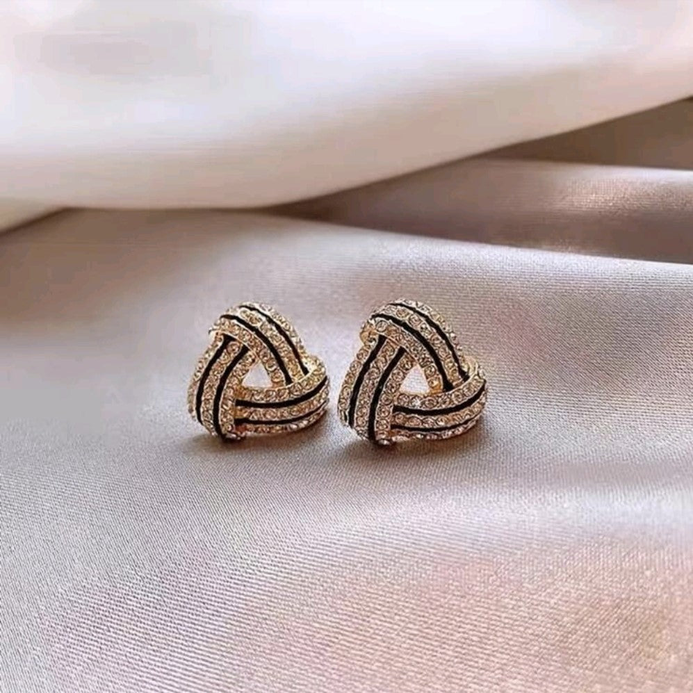 Love Knot Gold Stud Earrings
