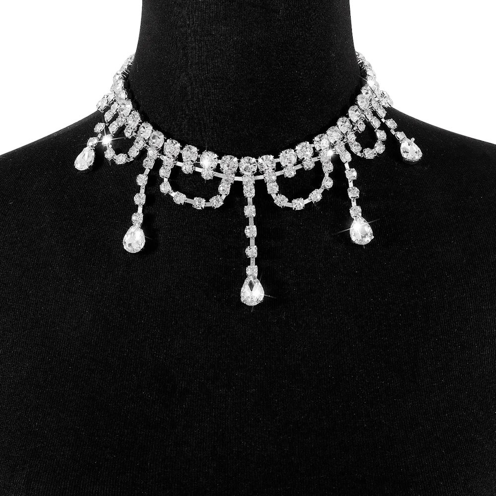 Boho Modern style Tassel Rhinestone Choker