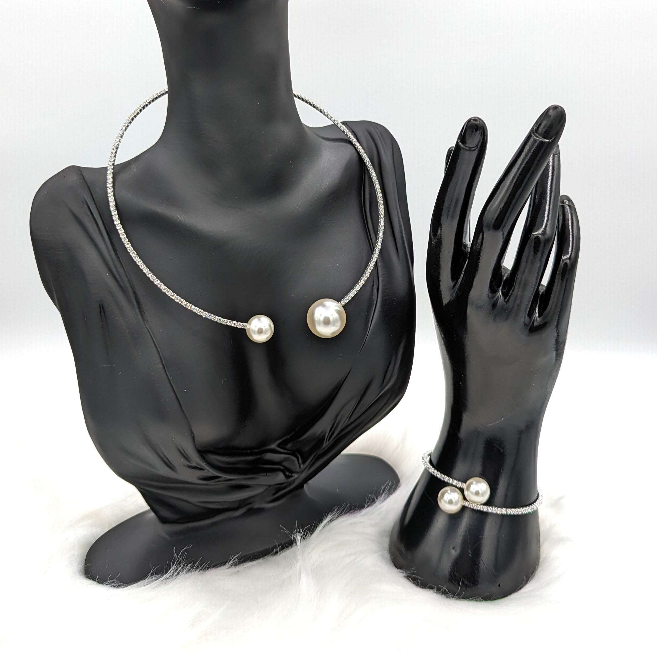Pearl Open Choker set with matching Pearl Bangle