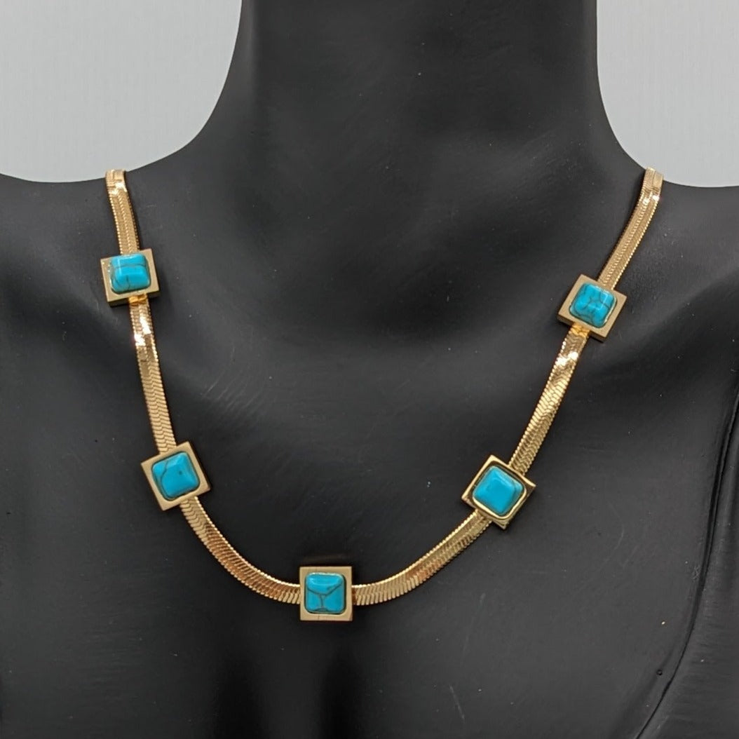 18K Gold Plated Turquoise Necklace