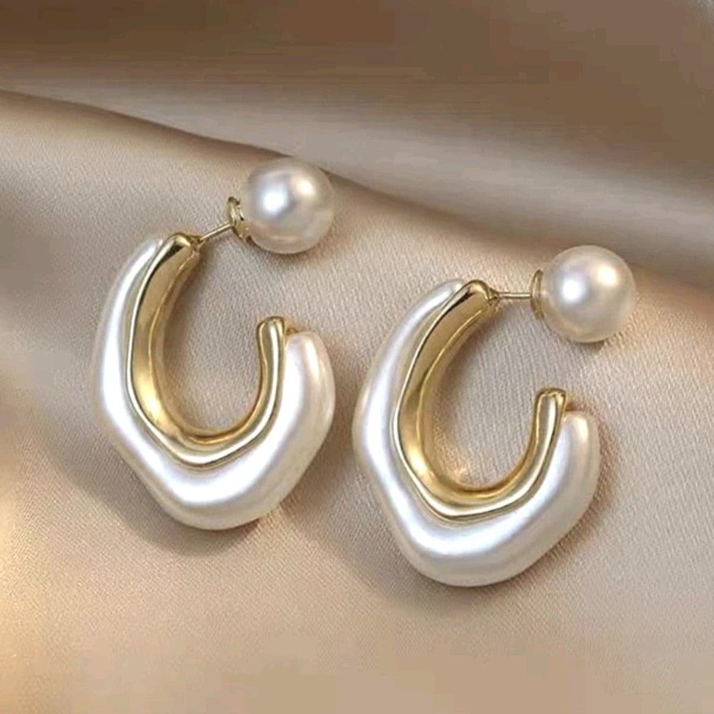 Pearlescent White Hoop Earrings