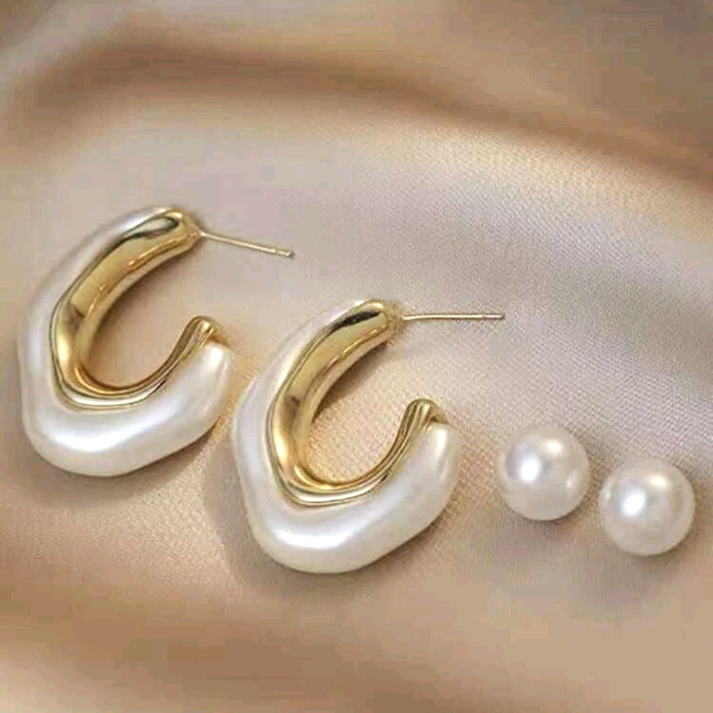 Pearlescent White Hoop Earrings