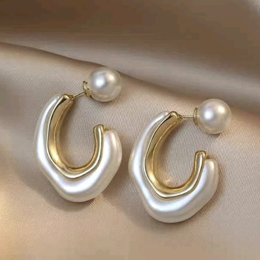 Pearlescent White Hoop Earrings