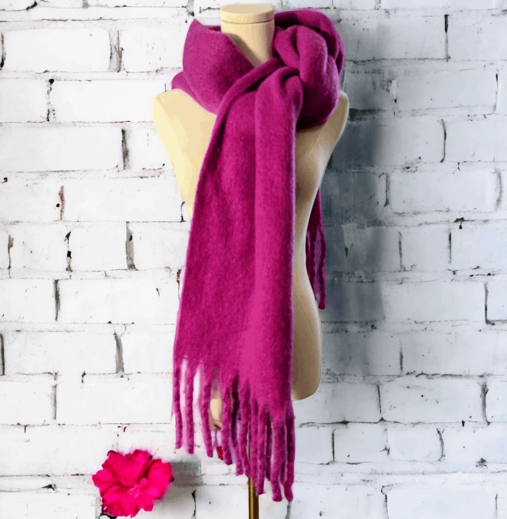 Fuchsia Cashmere Wool Scarf