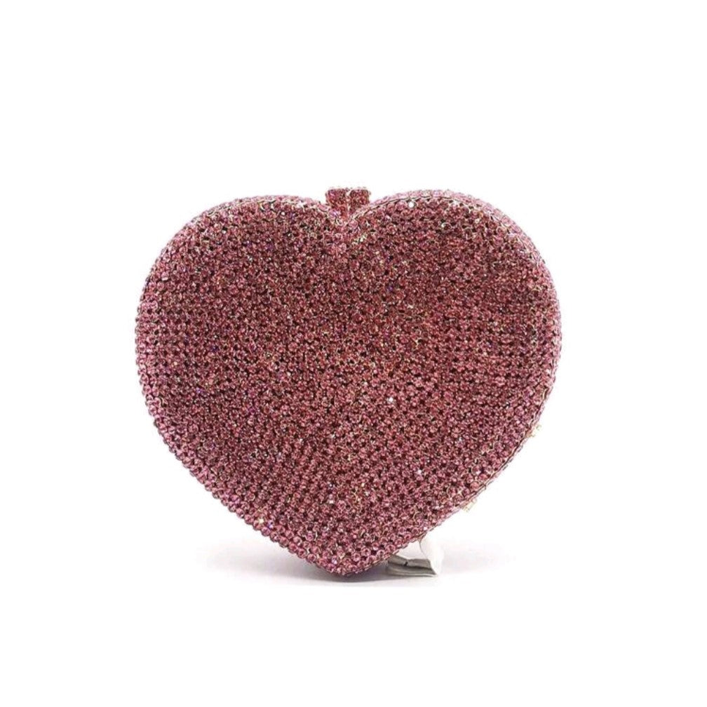 Heart Red Sparkly Clutch Red Heart Crystal Evening Clutch CinCin