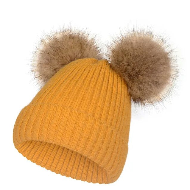 Wool Knit Pom Pom Beanie