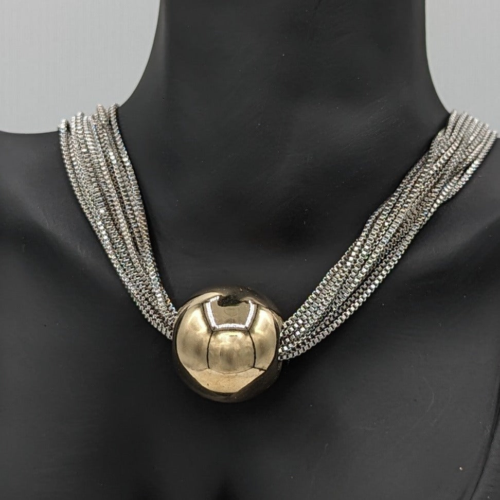 Geometric Sphere Charm Multi-layer Chai Necklace