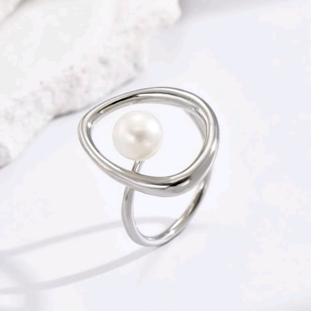 Pearl plated Open Ring