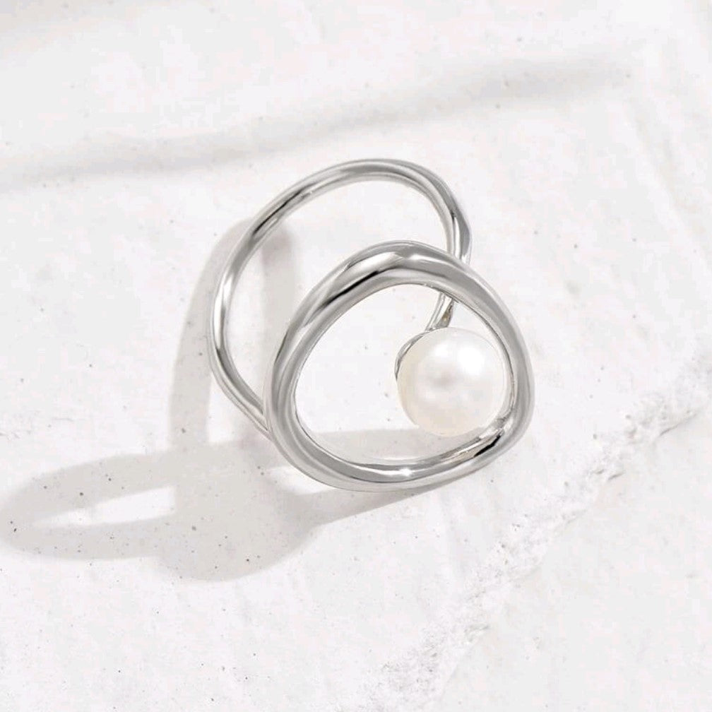 Pearl plated Open Ring