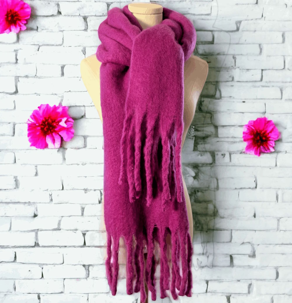 Fuchsia Cashmere Wool Scarf