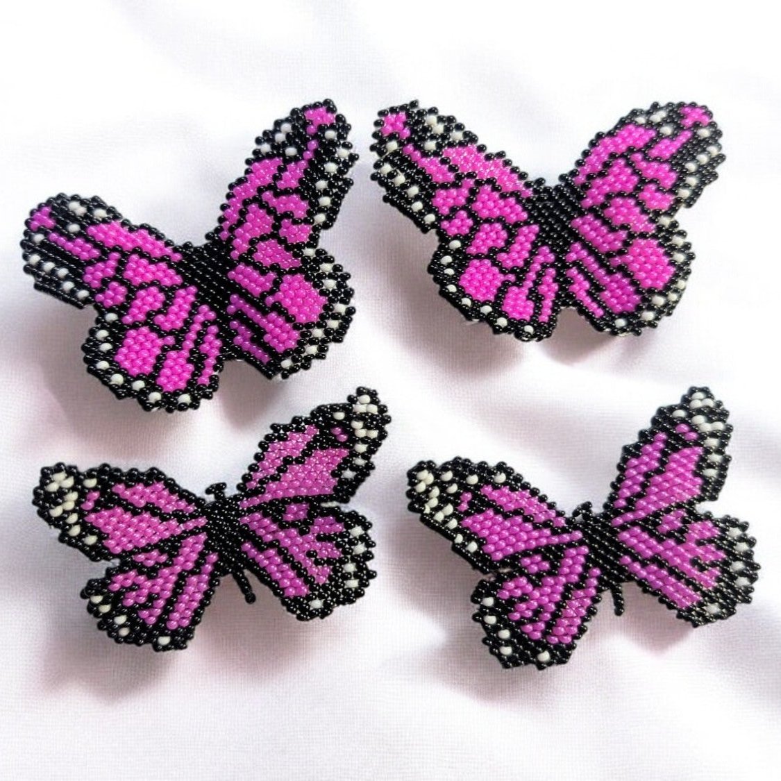 Purple Boho Chic Style Handcrafted Beaded Butterfly Earrings